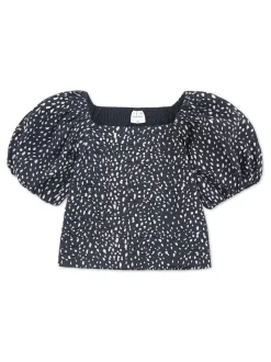 Abercrombie & Fitch Black Emerson Puff Sleeve Top