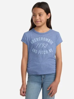 Abercrombie & Fitch Blue Logo Ruched T-Shirt