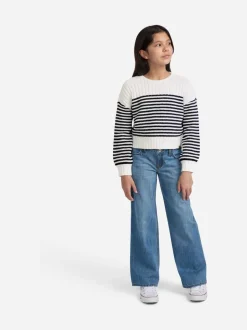 Abercrombie & Fitch White Striped Slash Neck Jumper