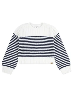 Abercrombie & Fitch White Striped Slash Neck Jumper