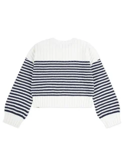 Abercrombie & Fitch White Striped Slash Neck Jumper