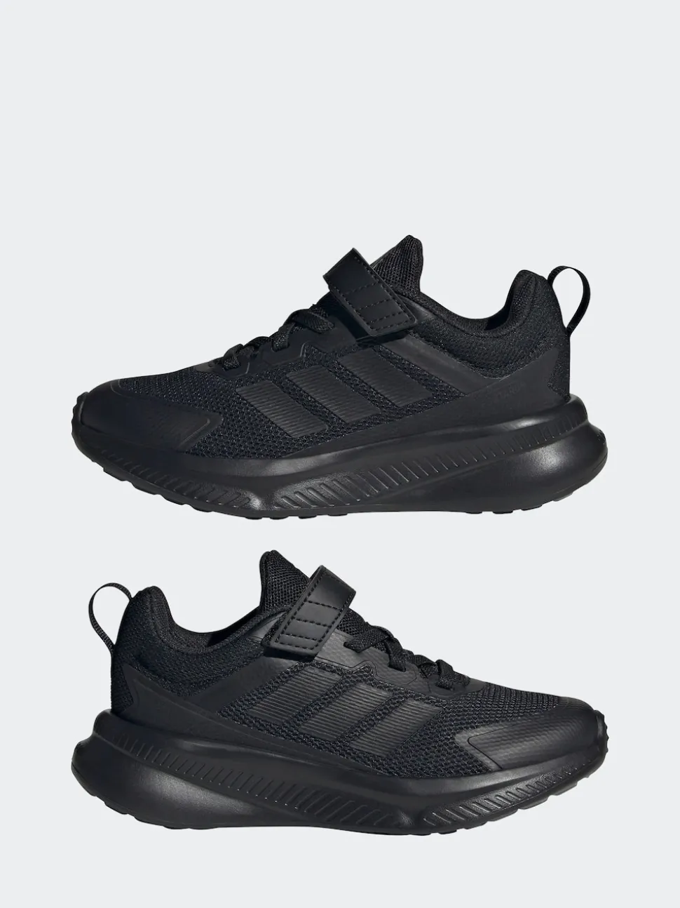 adidas Black Fortarun 4.0 Hook and Loop Kids Trainers