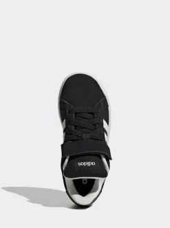 adidas Black Grand Court 00s Suede Elastic Lace Kids Trainers