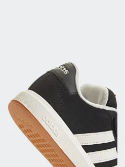 adidas Black Grand Court 00s Suede Elastic Lace Kids Trainers