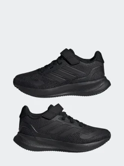 adidas Black Runfalcon 5 Elastic Lace Running Kids Trainers
