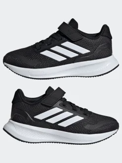 adidas Black/White Runfalcon 5 Elastic Lace Running Kids Trainers