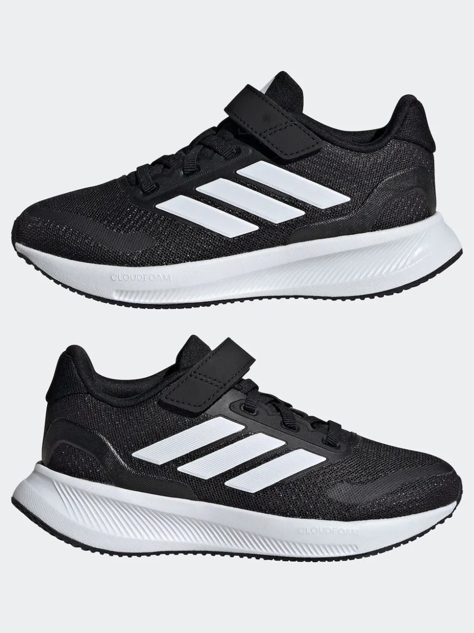 adidas Black/White Runfalcon 5 Elastic Lace Running Kids Trainers