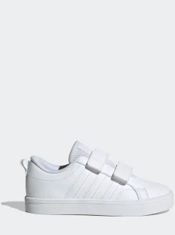 adidas White VS Pace 2.0 Hook and Loop Kids Trainers