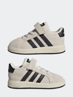 adidas Ash Grey Grand Court 2.0 Elastic Lace Infant Trainers