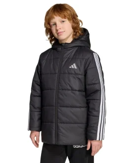 adidas Black Essentials 3-Stripes Padded Kids Jacket