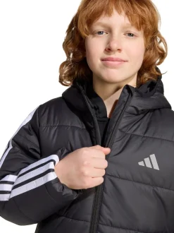 adidas Black Essentials 3-Stripes Padded Kids Jacket