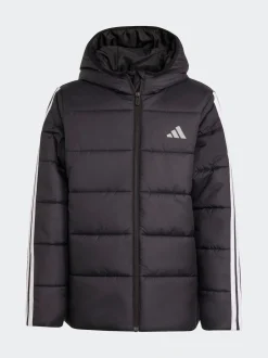 adidas Black Essentials 3-Stripes Padded Kids Jacket