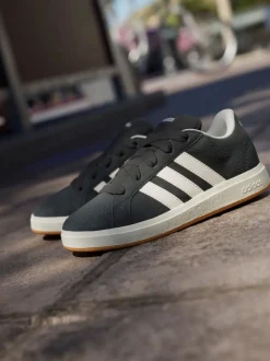 adidas Black Grand Court 00s Suede Lace Kids Trainers