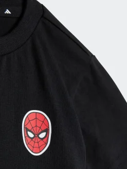 adidas Black Marvel Spider-Man Infant Kids T-Shirt and Shorts Set