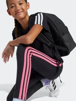 adidas Black/Pink Essentials 3-Stripes Kids Leggings