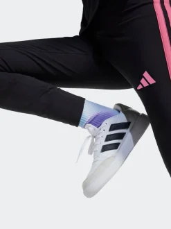 adidas Black/Pink Essentials 3-Stripes Kids Leggings