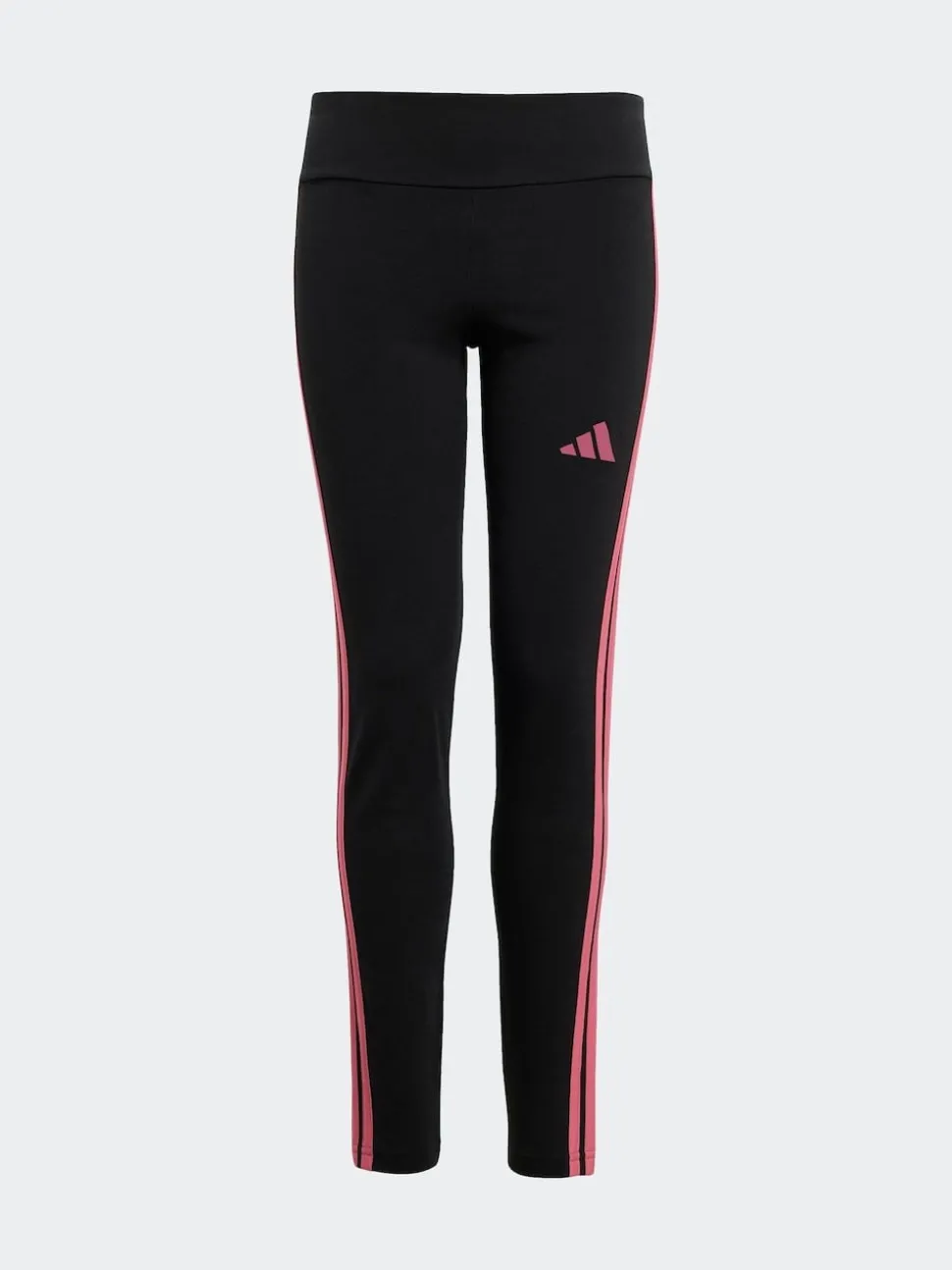 adidas Black/Pink Essentials 3-Stripes Kids Leggings