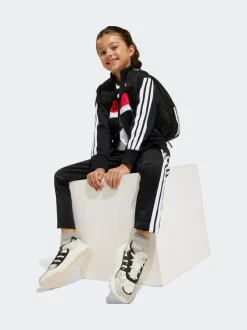adidas Black/Red Essentials Tiberio 3-Stripes Little Kids Tracksuit