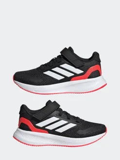 adidas Black/Red Runfalcon 5 Elastic Lace Running Kids Trainers