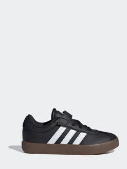 adidas Black/Tan VL Court 3.0 Hook and Loop Kids Trainers