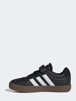 adidas Black/Tan VL Court 3.0 Hook and Loop Kids Trainers