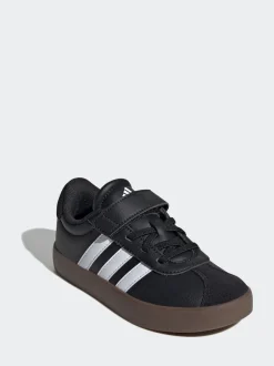 adidas Black/Tan VL Court 3.0 Hook and Loop Kids Trainers