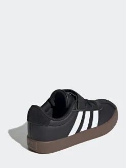 adidas Black/Tan VL Court 3.0 Hook and Loop Kids Trainers