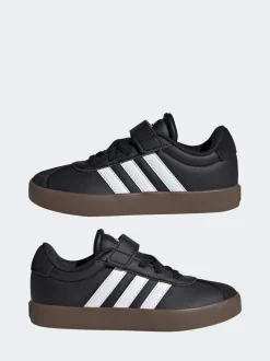 adidas Black/Tan VL Court 3.0 Hook and Loop Kids Trainers