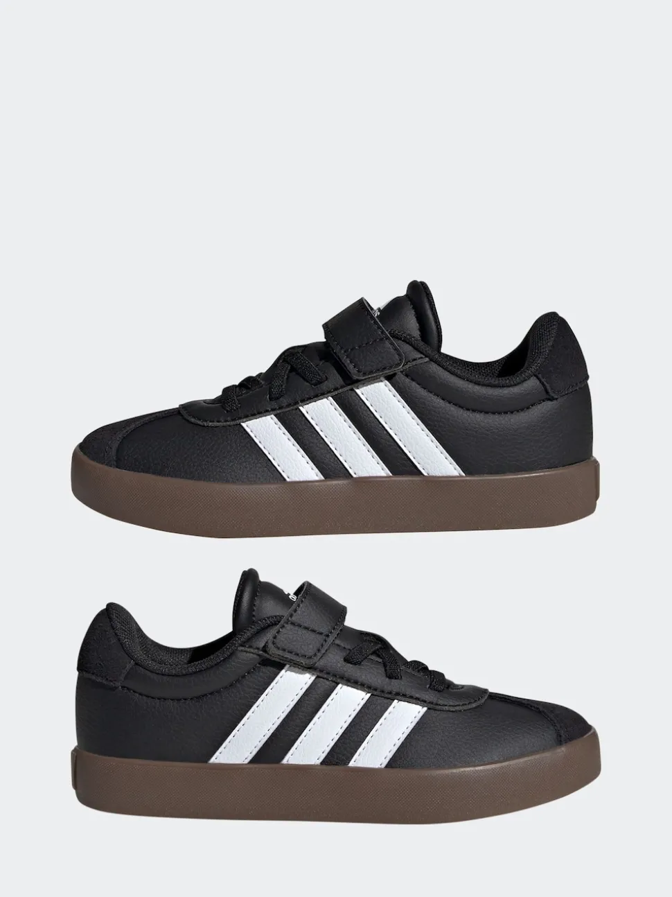 adidas Black/Tan VL Court 3.0 Hook and Loop Kids Trainers
