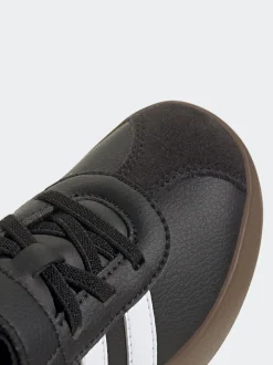 adidas Black/Tan VL Court 3.0 Hook and Loop Kids Trainers