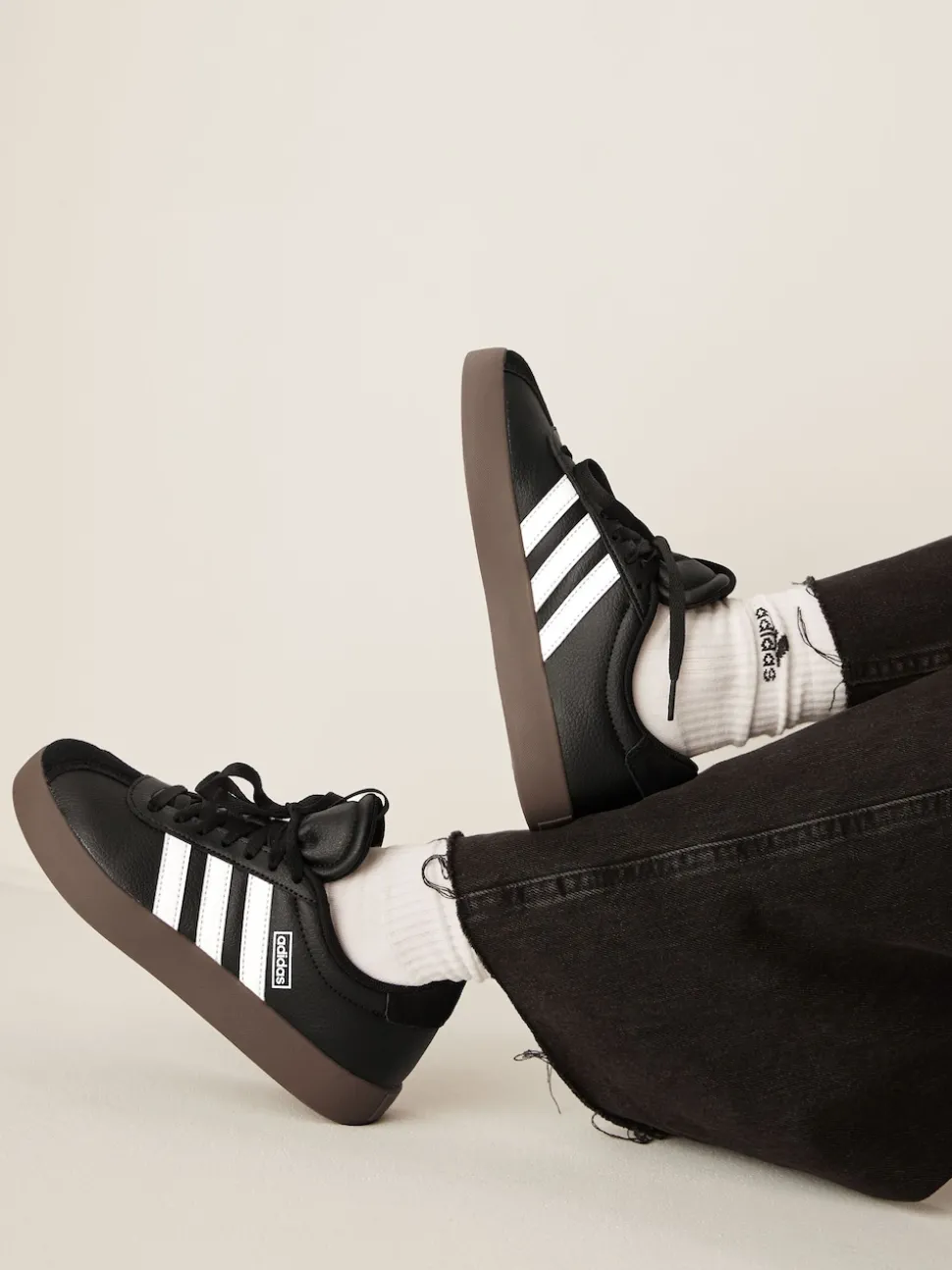 adidas Black/Tan VL Court 3.0 Kids Trainers