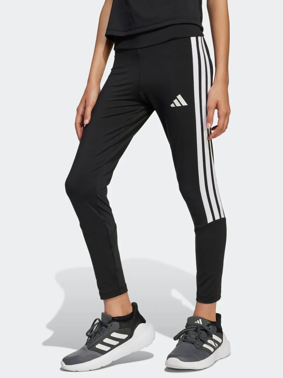 adidas Black Train Essentials 3-Stripes Kids Leggings