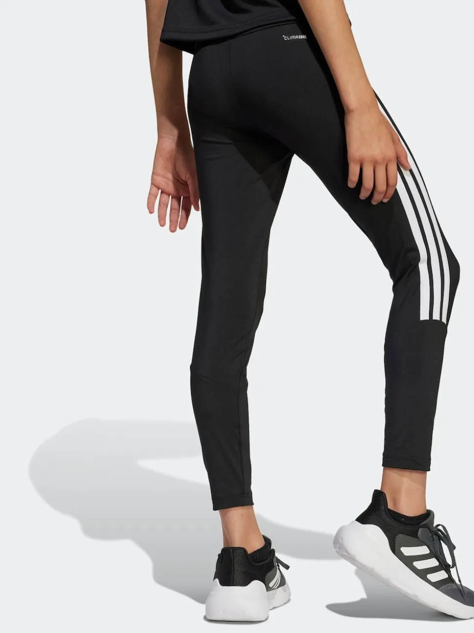 adidas Black Train Essentials 3-Stripes Kids Leggings
