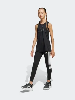 adidas Black Train Essentials 3-Stripes Kids Leggings