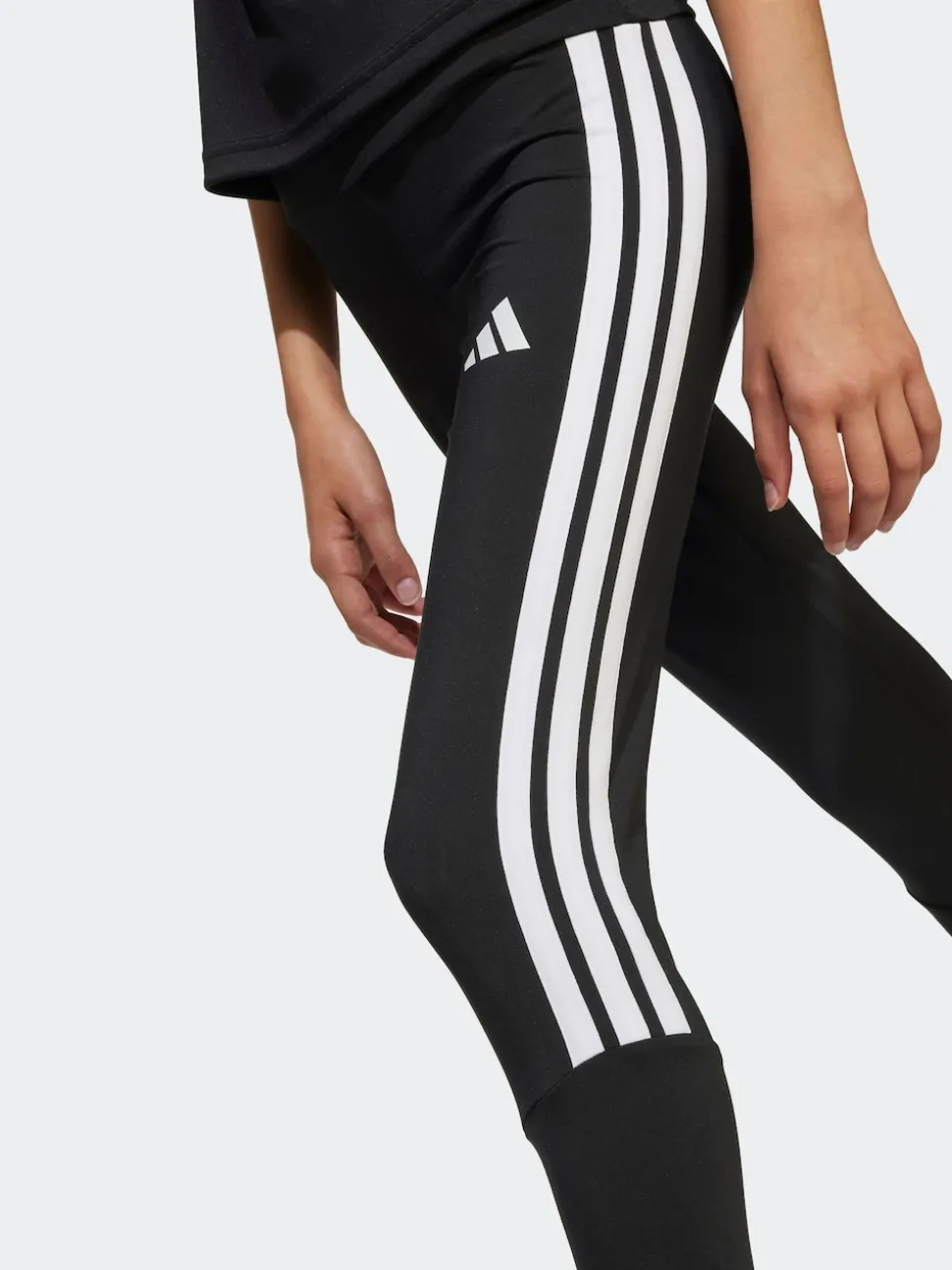 adidas Black Train Essentials 3-Stripes Kids Leggings