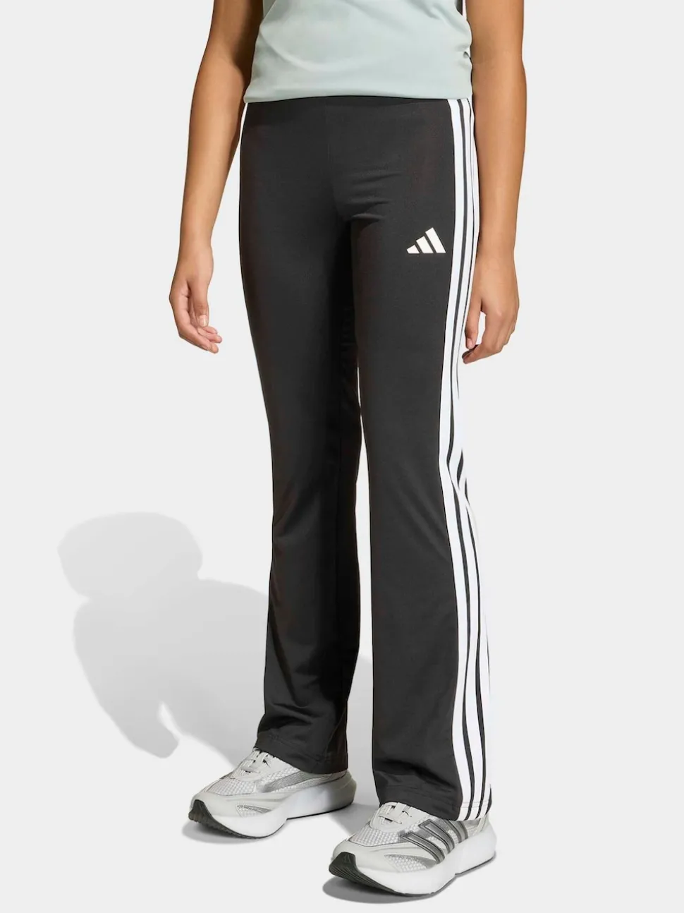 adidas Black Train Essentials 3-Stripes Flared Leggings