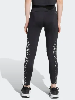 adidas Black Training Essentials Glam Print Kids Leggings