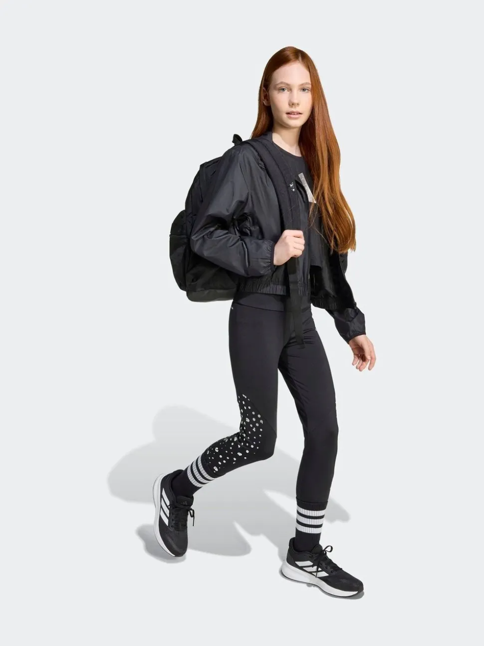 adidas Black Training Essentials Glam Print Kids Leggings