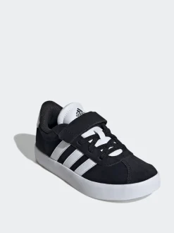 adidas Black VL Court 3.0 Hook and Loop Kids Trainers