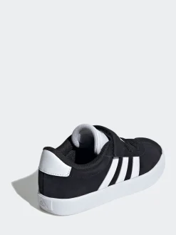 adidas Black VL Court 3.0 Hook and Loop Kids Trainers