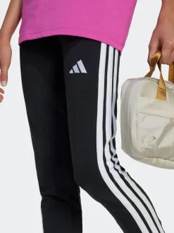 adidas Black/White Essentials 3-Stripes Kids Leggings