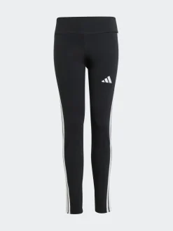 adidas Black/White Essentials 3-Stripes Kids Leggings