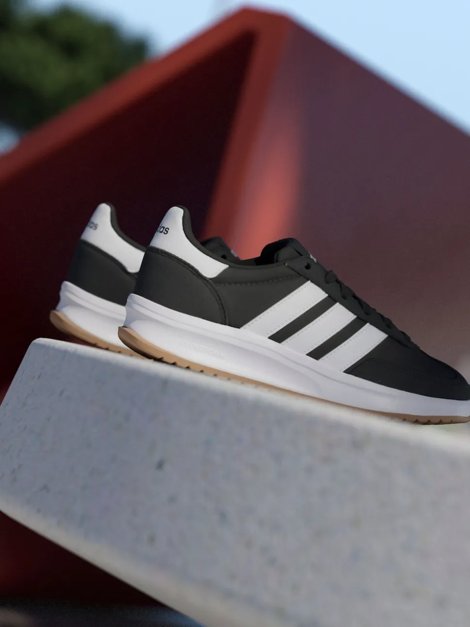 adidas Black/White Run 70s 2.0 Lace Junior Trainers