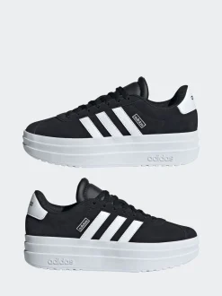 adidas Black/White VL Court Bold Lace Junior Trainers