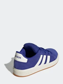 adidas Blue Dark Grand Court 00s Suede Lace Kids Trainers