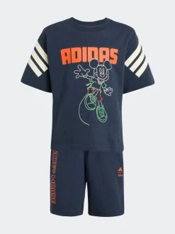 adidas Blue Disney Mickey Mouse T-Shirt and Shorts Set Little Kids