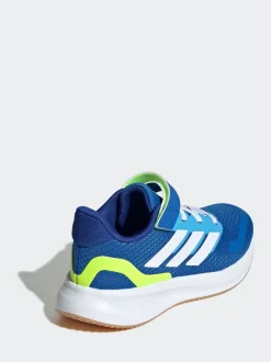 adidas Blue/Lime Runfalcon 5 Elastic Lace Running Kids Trainers