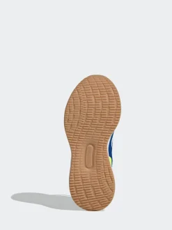 adidas Blue/Lime Runfalcon 5 Elastic Lace Running Kids Trainers