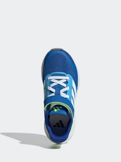 adidas Blue/Lime Runfalcon 5 Elastic Lace Running Kids Trainers