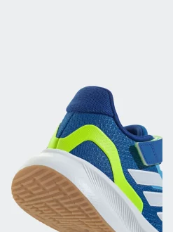 adidas Blue/Lime Runfalcon 5 Elastic Lace Running Kids Trainers